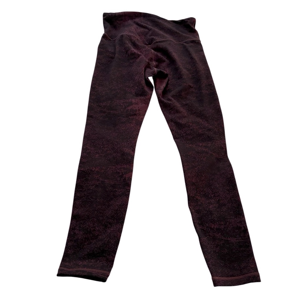 Athleta Elation Glades 7/8 JacquardTextured Leggings Burgundy Size Thin Warm